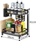 CARLA HOME 2-Tier Kitchen Spice Rack Organizer Storage Shelf for Condiments, Oil Bottles, Utensils, Cutting Board & More - Image 3