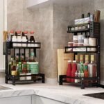 CARLA HOME 2-Tier Kitchen Spice Rack Organizer Storage Shelf for Condiments, Oil Bottles, Utensils, Cutting Board & More - Image 9
