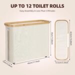 CARLA HOME 2 Pack Toilet Paper Storage Basket Holds Up to 12 Rolls with Bamboo Lid and Handle for RV Closet (White) - Image 3