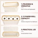 CARLA HOME 2 Pack Toilet Paper Storage Basket Holds Up to 12 Rolls with Bamboo Lid and Handle for RV Closet (White) - Image 5
