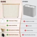CARLA HOME 2 Pack Toilet Paper Storage Basket Holds Up to 12 Rolls with Bamboo Lid and Handle for RV Closet (White) - Image 6