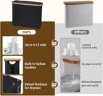 CARLA HOME 2 pack Toilet Paper Storage Basket Holds Up to 12 Rolls with Bamboo Lid and Handle for RV Closet (Black) - Image 5