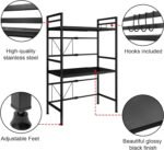 CARLA HOME 3-Tier Microwave Oven Rack with Adjustable Metal Kitchen Shelf Stand for Countertop Storage and 6 Hooks for Utensils - Image 4