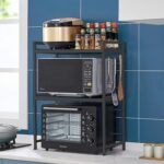 CARLA HOME 3-Tier Microwave Oven Rack with Adjustable Metal Kitchen Shelf Stand for Countertop Storage and 6 Hooks for Utensils - Image 6