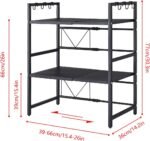 CARLA HOME 3-Tier Microwave Oven Rack with Adjustable Metal Kitchen Shelf Stand for Countertop Storage and 6 Hooks for Utensils - Image 7