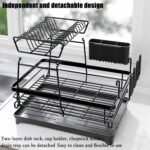 CARLA HOME 2-Tier Dish Drying Rack for Kitchen Counter with Drainboard, Utensil Holder, Cup Rack & Cutlery Organizer - Image 6