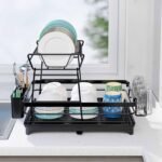 CARLA HOME 2-Tier Dish Drying Rack for Kitchen Counter with Drainboard, Utensil Holder, Cup Rack & Cutlery Organizer - Image 7