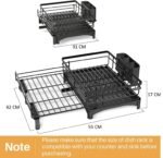 CARLA HOME Expandable Dish Drying Rack with Drainage Spout, Utensil Holder & Drainboardfor Kitchen Countertop Organizer (1 tier) - Image 2