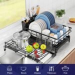 CARLA HOME Expandable Dish Drying Rack with Drainage Spout, Utensil Holder & Drainboardfor Kitchen Countertop Organizer (1 tier) - Image 8