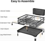 CARLA HOME Expandable Dish Drying Rack with Drainage Spout, Utensil Holder & Drainboardfor Kitchen Countertop Organizer (1 tier) - Image 9