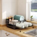 CARLA HOME Expandable Dish Drying Rack with Drainage Spout, Utensil Holder & Drainboardfor Kitchen Countertop Organizer (1 tier) - Image 10