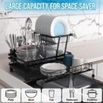 CARLA HOME Expandable Dish Drying Rack with Drainage Spout, Utensil Holder & Drainboardfor Kitchen Countertop Organizer (2 tier) - Image 2