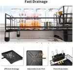CARLA HOME Expandable Dish Drying Rack with Drainage Spout, Utensil Holder & Drainboardfor Kitchen Countertop Organizer (2 tier) - Image 4