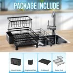 CARLA HOME Expandable Dish Drying Rack with Drainage Spout, Utensil Holder & Drainboardfor Kitchen Countertop Organizer (2 tier) - Image 9