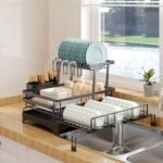 CARLA HOME Expandable Dish Drying Rack with Drainage Spout, Utensil Holder & Drainboardfor Kitchen Countertop Organizer (2 tier) - Image 10