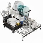 CARLA HOME Expandable Dish Drying Rack with Drainage Spout, Utensil Holder & Drainboardfor Kitchen Countertop Organizer (2 tier) - Image 11
