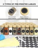 CARLA HOME 24 Glass Spice Jars with Bamboo Lids, Shaker Tops, 180 Spice Labels, White Pen & Funnel for Kitchen Organization, Spice Rack, Seasoning & Herb Storage - Image 3