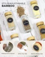 CARLA HOME 24 Glass Spice Jars with Bamboo Lids, Shaker Tops, 180 Spice Labels, White Pen & Funnel for Kitchen Organization, Spice Rack, Seasoning & Herb Storage - Image 5