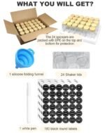 CARLA HOME 24 Glass Spice Jars with Bamboo Lids, Shaker Tops, 180 Spice Labels, White Pen & Funnel for Kitchen Organization, Spice Rack, Seasoning & Herb Storage - Image 6