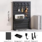 CARLA HOME Desk Pegboard Organizer Kit with Hooks, Tray & Mount Ideal for Office, Gaming Setup & Home Workspace Organization (Black) - Image 2