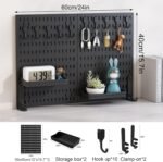 CARLA HOME 2 Pack Desk Pegboard Organizer Kit  with Hooks, Tray & Mount Ideal for Office, Gaming Setup & Home Workspace Organization (Black) - Image 2