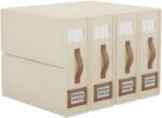 CARLA HOME Bed Sheet Organizer Set of 4 with Handle & Window for Covers, Pillowcases, Blankets, Clothes & Sheets (Beige)