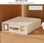 CARLA HOME Bed Sheet Organizer Set of 4 with Handle & Window for Covers, Pillowcases, Blankets, Clothes & Sheets (Beige) - Image 2