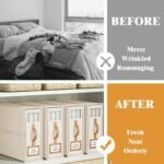 CARLA HOME Bed Sheet Organizer Set of 4 with Handle & Window for Covers, Pillowcases, Blankets, Clothes & Sheets (Beige) - Image 3