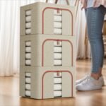 CARLA HOME 3 pack Large Clothes Storage Bins with Lids for Clothing, Bedding, Blankets, Toys (66L capacity - Beige) - Image 3