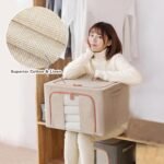 CARLA HOME 3 pack Large Clothes Storage Bins with Lids for Clothing, Bedding, Blankets, Toys (66L capacity - Beige) - Image 6