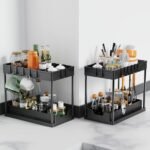 CARLA HOME 2 Pack Under Sink Organizer with Pull-Out Basket and Hooks for Bathroom & Kitchen - Image 4
