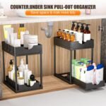 CARLA HOME 2 Pack Under Sink Organizer with Pull-Out Basket and Hooks for Bathroom & Kitchen - Image 7