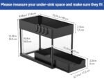 CARLA HOME 2 Pack Under Sink Organizer with Pull-Out Basket and Hooks for Bathroom & Kitchen - Image 8