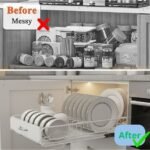 CARLA HOME 2 Pack Pull Out Dish Rack for Kitchen Cabinet with Slide Out Drawer Organizer for Plates, Bowls & Utensils - Image 5