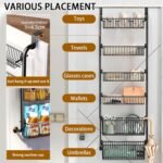 CARLA HOME 6-Tier Over the Door Organizer Heavy-Duty Metal Pantry Rack with Hanging Baskets for Home Kitchen Storage & Bathroom Door Organization (Black) - Image 4