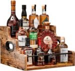 CARLA HOME 3-Tier Liquor Bottle Display Shelf Rack Bar Organizer for Whiskey, Wine, Coffee Syrups, Spirits & Bottles