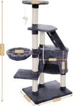 CARLA HOME 120cm Cat Tree for Indoor Cats with Condo, Hammock & Plush Perchfor for Kittens & Adult Cats - Image 3