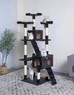 CARLA HOME 180cm Cat Tree Tower for Indoor Cats with Dual Condos, Plush Perches, Sisal Scratching Posts & Ramps for Kittens & Adult Cats (Black) - Image 2