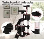 CARLA HOME 180cm Cat Tree Tower for Indoor Cats with Dual Condos, Plush Perches, Sisal Scratching Posts & Ramps for Kittens & Adult Cats (Black) - Image 3