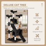 CARLA HOME 180cm Cat Tree Tower for Indoor Cats with Dual Condos, Plush Perches, Sisal Scratching Posts & Ramps for Kittens & Adult Cats (Black) - Image 4
