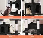 CARLA HOME 180cm Cat Tree Tower for Indoor Cats with Dual Condos, Plush Perches, Sisal Scratching Posts & Ramps for Kittens & Adult Cats (Black) - Image 6