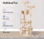CARLA HOME 180cm Cat Tree Tower for Indoor Cats with Plush Perches, Dual Condos, Natural Sisal Scratching Posts & Ramps for Kittens & Adult Cats (Beige) - Image 5