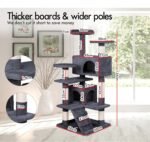 CARLA HOME 134cm Cat Tree Tower for Indoor Cats with Plush Perches, Dual Condos, Natural Sisal Scratching Posts & Ramp for Kittens & Adult Cats (Dark Grey) - Image 3
