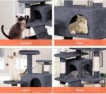CARLA HOME 134cm Cat Tree Tower for Indoor Cats with Plush Perches, Dual Condos, Natural Sisal Scratching Posts & Ramp for Kittens & Adult Cats (Dark Grey) - Image 6