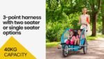 Tag-along Kids Bike Trailer Child Bicycle Pram Stroller Children Jogger Blue - Image 4