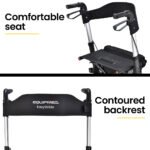 EQUIPMED Foldable Aluminium Walking Frame Rollator with Bag and Seat, Titanium Colour - Image 9