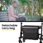 EQUIPMED Foldable Aluminium Walking Frame Rollator with Bag and Seat, Titanium Colour - Image 10