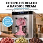 POLYCOOL Commercial 4L Benchtop Hard Ice Cream and Gelato Machine, 16L/hr output, 1400W, Stainless Steel, Digital Control Panel - Image 3