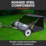 PlantCraft Lawn Sweeper 38" Wide, Tow Behind Leaf and Grass Clipping Collector, Universal Hitch for Ride on Mower, Garden Tractor - Image 9