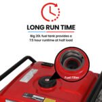GENPOWER 8.5kW Peak 7.2kw Open Frame Inverter Generator, Push-Button Start, 2x15A, 1x32A, 20L Tank, Wheels, RCD, Portable, Backup - Image 10